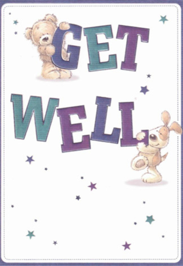This get well card is a celebration of encouragement and caring, thoughtfully designed to bring a smile to anyone in Southfields and beyond. Two animated friends-a teddy bear with delightfully fluffy fur and a floppy-eared puppy bursting with personality-spread hope as they interact with bold, hand-lettered text. The puppy, nestled at the foot of the word 'WELL,' gazes upwards, while the bear's gentle presence anchors 'GET.' The oversized letters, shaded in purples and aquas, radiate positivity, echoing the bright, welcoming storefronts along Replingham Road. Stars, rendered in delicate gradients of blue and lavender, dance playfully across the clean white background, casting flickers of goodwill through the card-very much like Southfields' own welcoming spirit. Textures offer sensory depth, from the soft plush of the bear to the inviting fuzziness of the puppy's ears, infusing the image with comfort you can almost feel. As with a lovingly crafted bouquet from a local florist, every detail is deliberately arranged to uplift, making this card an ideal companion to fresh flowers for anyone needing a touch of encouragement in Southfields.